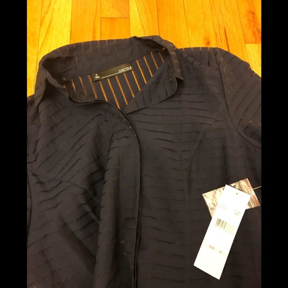 Chetta b shortsleeve button down navy,NWT - Picture 3 of 8
